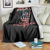Patriotic Rocker Skeleton Hand Throw Blanket Rock On 250 Years