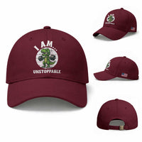 I Am Unstoppable Baseball Cap Funny Weightlifting Dinosaur Gym