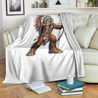 Native American Bigfoot Chief Throw Blanket Forest Warrior Pride Graphic