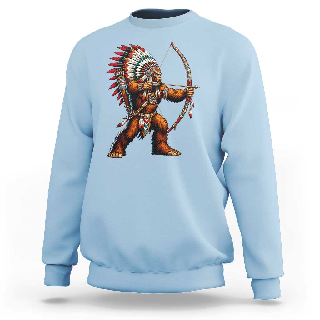 Native American Bigfoot Chief Sweatshirt Forest Warrior Pride Graphic