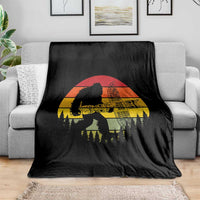 Vintage Pacific Northwest Bigfoot With Totem Pole Throw Blanket