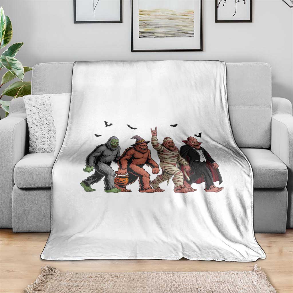 Funny Halloween Throw Blanket Bigfoot Monster Cosplay Characters - Wonder Print Shop