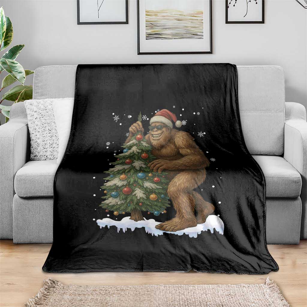 Funny Christmas Throw Blanket Bigfoot Decorating Xmas Tree Gift - Wonder Print Shop