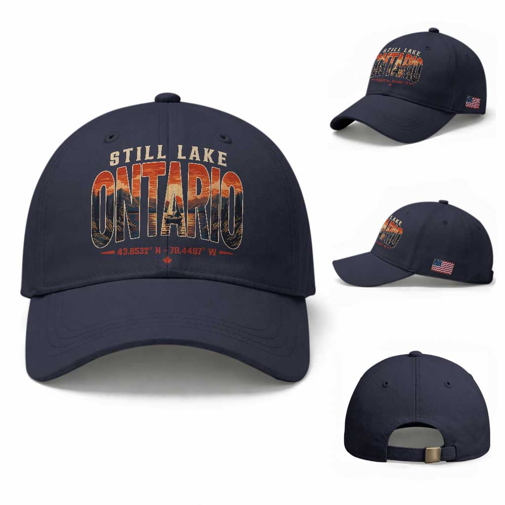 Still Lake Ontario Forever Baseball Cap Vintage Sunset Retro Outdoors Gift