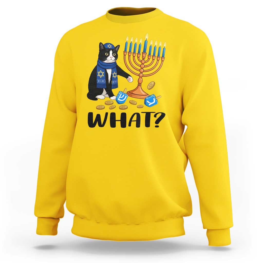 Funny Black Cat Chaos Hanukkah Menorah Gift Sweatshirt - Wonder Print Shop