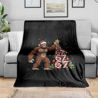 Bigfoot Christmas Tree 67 Throw Blanket Holiday Six Seven Meme Brainrot Gift - Wonder Print Shop