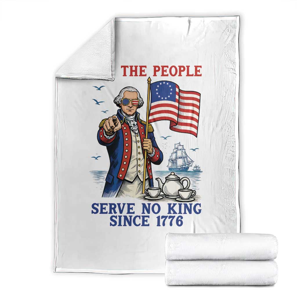 We The People Serve No Kings Throw Blanket Funny George Washington Protest