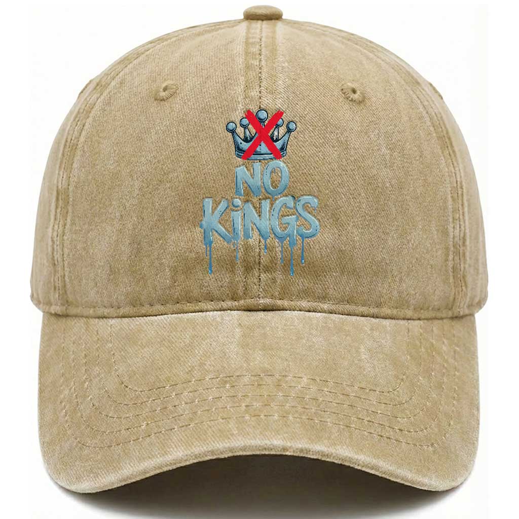 No Kings Abolish ICE Washed Cotton Baseball Cap Anti Authoritarian Protest