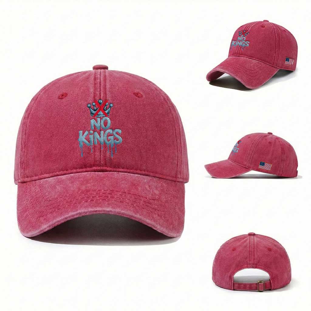 No Kings Abolish ICE Washed Cotton Baseball Cap Anti Authoritarian Protest