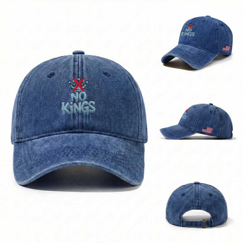 No Kings Abolish ICE Washed Cotton Baseball Cap Anti Authoritarian Protest