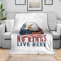 No Kings Live Here Throw Blanket Patriotic American Eagle