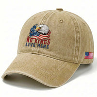 No Kings Live Here Washed Cotton Baseball Cap Patriotic American Eagle
