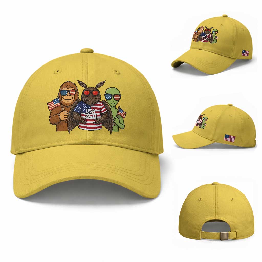 Funny Bigfoot Mothman Alien Baseball Cap USA 250th Anniversary