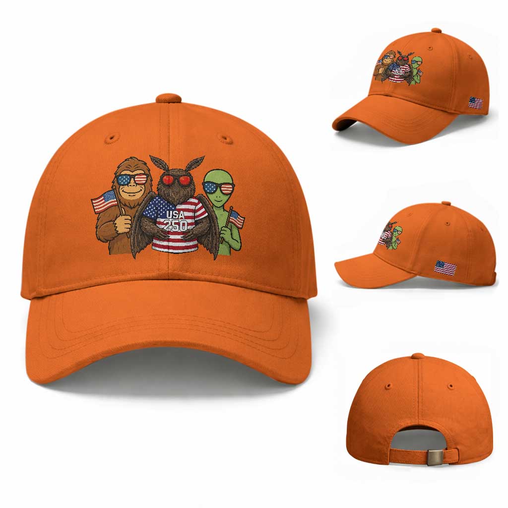 Funny Bigfoot Mothman Alien Baseball Cap USA 250th Anniversary