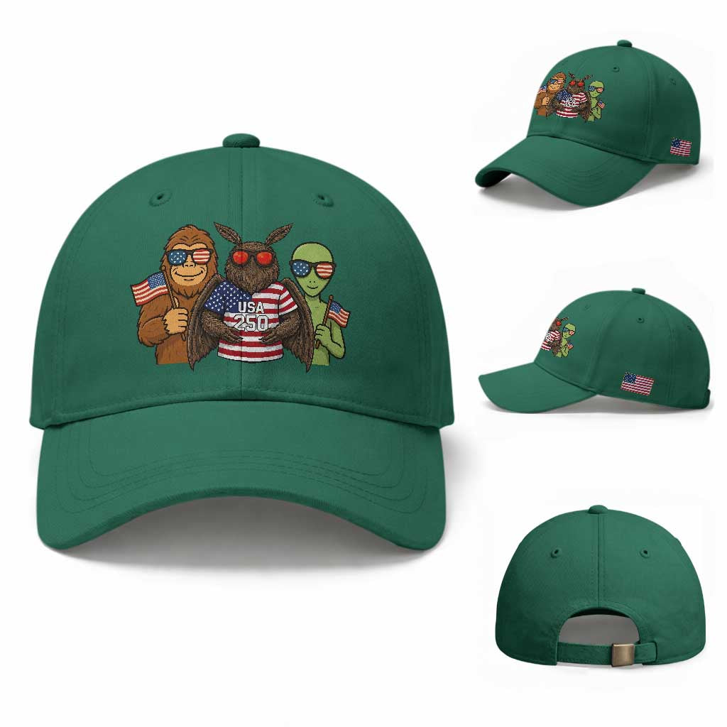 Funny Bigfoot Mothman Alien Baseball Cap USA 250th Anniversary