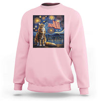 Patriotic Starry Night Cat Sweatshirt Cat Lover Gift