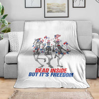 Patriotic Dancing Skeleton Throw Blanket Dead Inside But Its Freedom