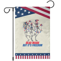 Patriotic Dancing Skeleton Garden Flag Dead Inside But Its Freedom