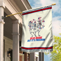 Patriotic Dancing Skeleton Garden Flag Dead Inside But Its Freedom