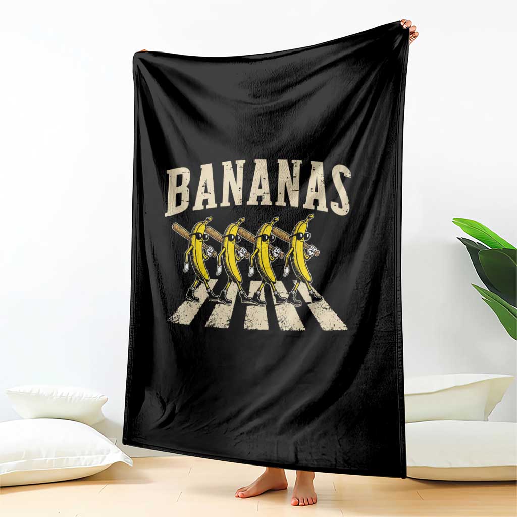 Retro Bananas Parody Throw Blanket Funny Baseball Player Gift