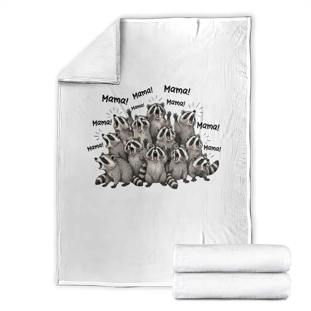Funny Raccoon Mama Life Throw Blanket Motherhood Chaos Trash Panda