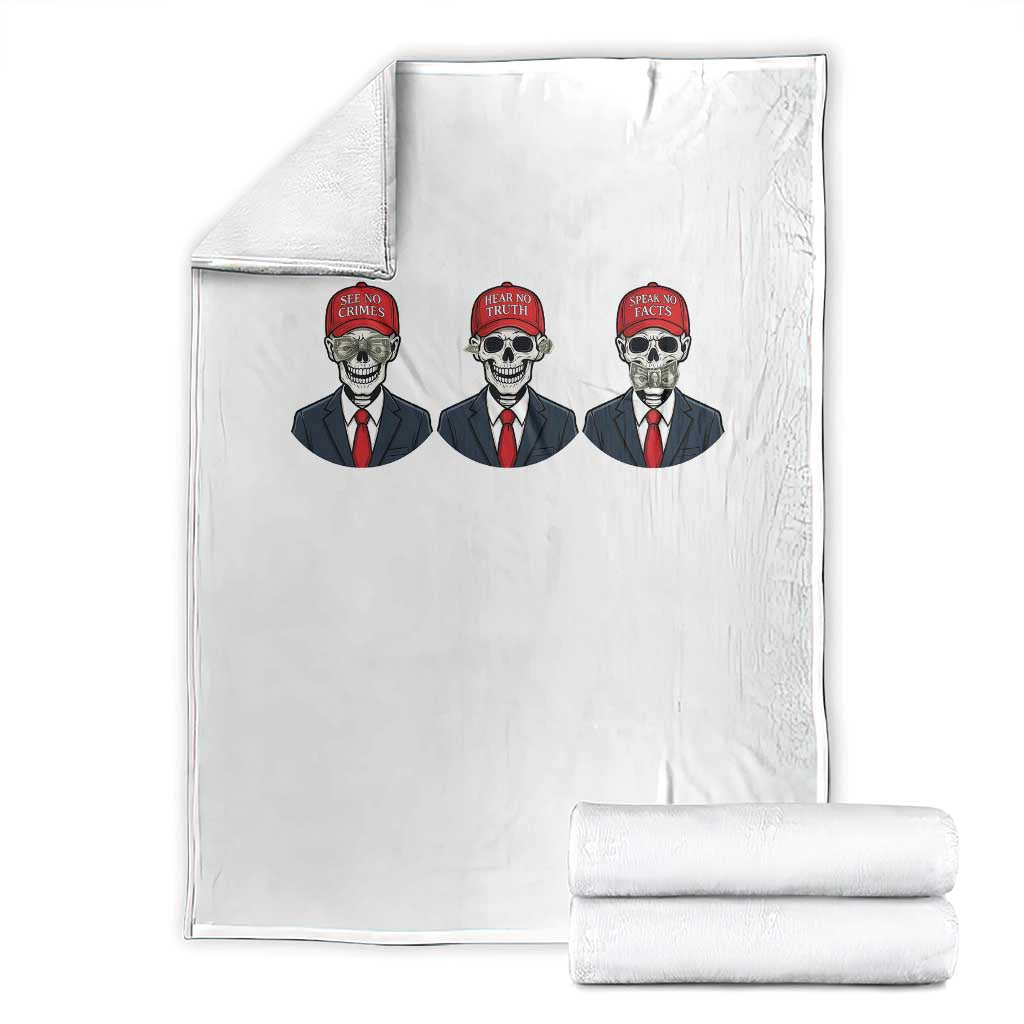 Skeleton See No Crimes Hear No Truth Throw Blanket Funny Political Satire