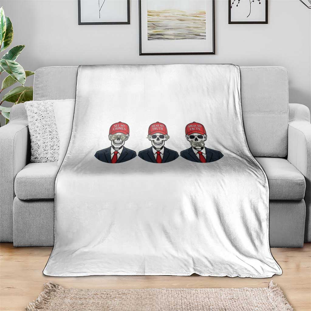 Skeleton See No Crimes Hear No Truth Throw Blanket Funny Political Satire