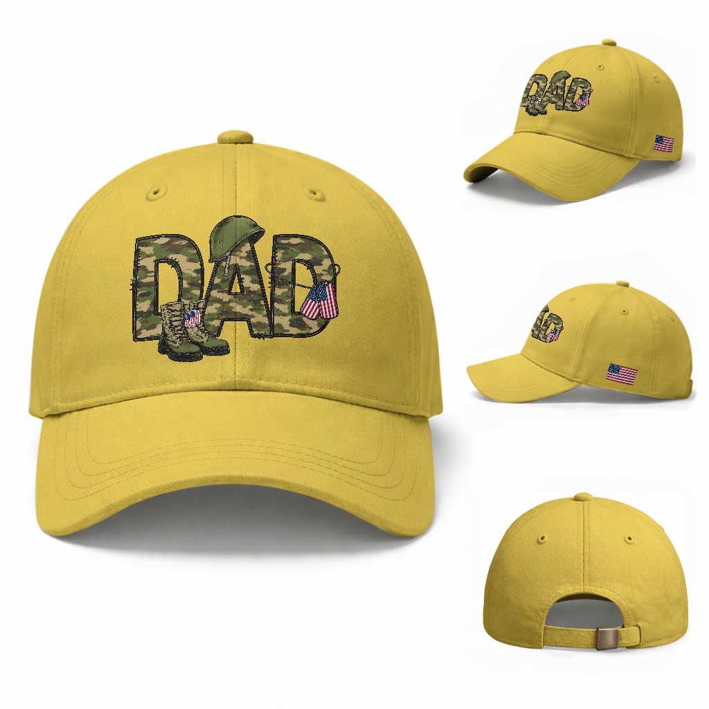 Proud Army Dad USA Flag Camo Baseball Cap Fathers Day Gift
