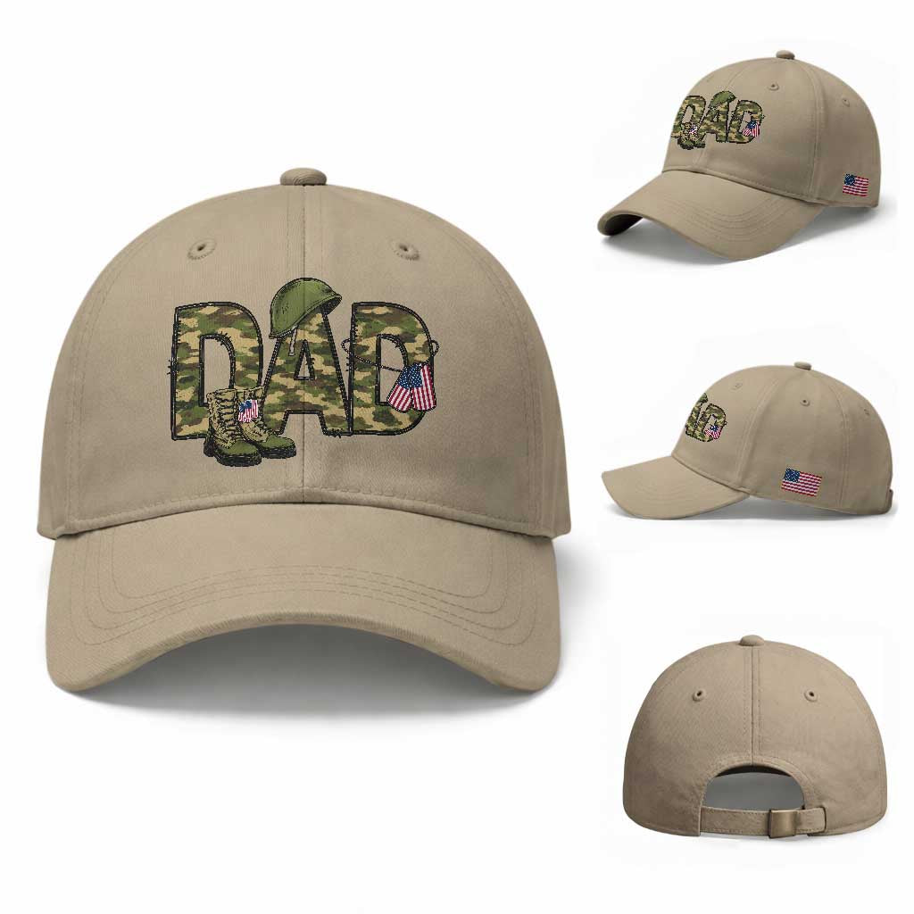 Proud Army Dad USA Flag Camo Baseball Cap Fathers Day Gift