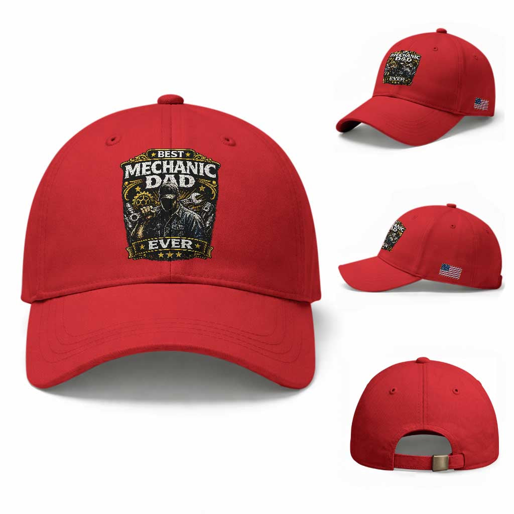 Best Mechanic Dad Ever Baseball Cap Auto Repair Fathers Day Graphic