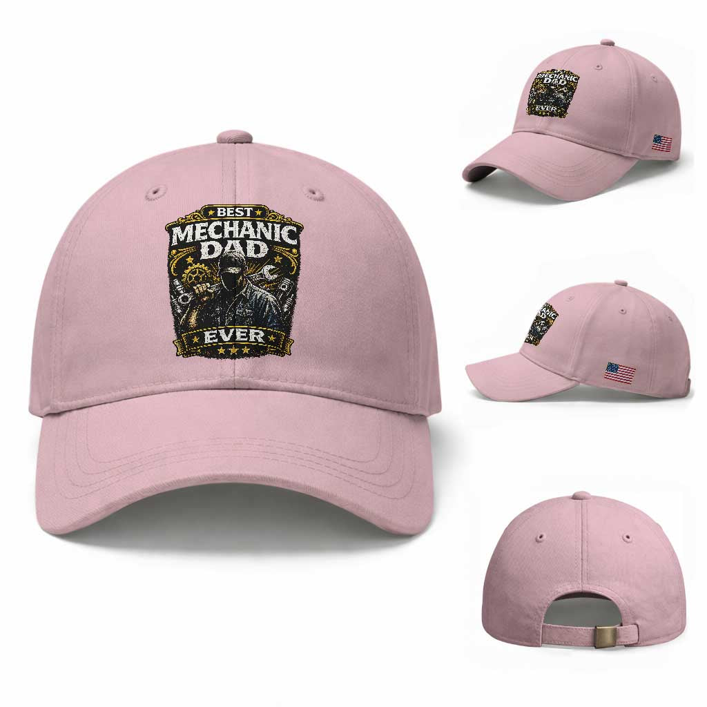 Best Mechanic Dad Ever Baseball Cap Auto Repair Fathers Day Graphic