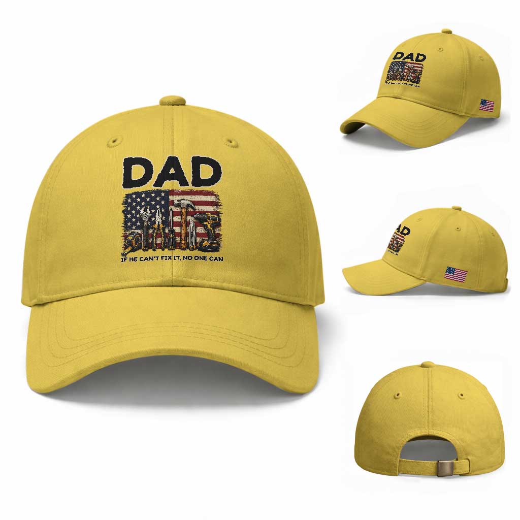 Mechanic Dad American Flag Baseball Cap If He Cant Fix It No One Can