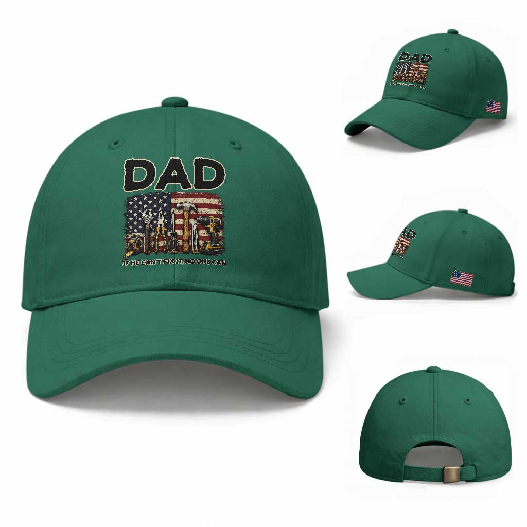 Mechanic Dad American Flag Baseball Cap If He Cant Fix It No One Can
