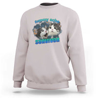 Tummy Ache Survivor Sweatshirt Funny Cat Meme For Cat Lover - Wonder Print Shop