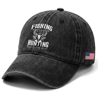 Hunter Fishermen Gifts Washed Cotton Baseball Cap Fishing Solves Half Hunting Solves The Rest