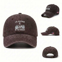 I Would Rather Be In The Woods Washed Cotton Baseball Cap Deer Hunter Gift
