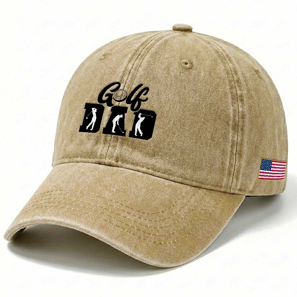 Golf Dad Washed Cotton Baseball Cap Gift For Sport Lover