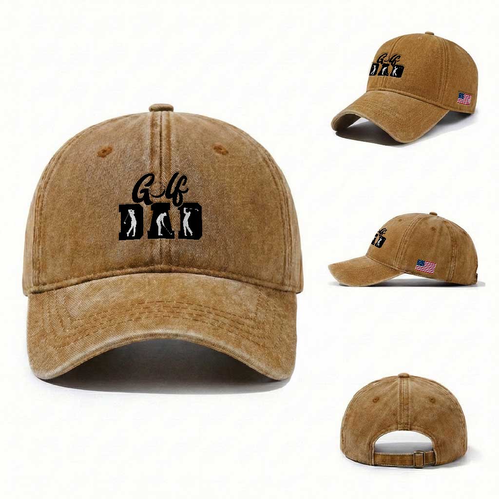Golf Dad Washed Cotton Baseball Cap Gift For Sport Lover