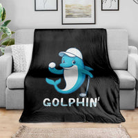 Golphin Dolphin Pun Throw Blanket Funny Golf Gift - Wonder Print Shop