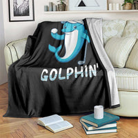 Golphin Dolphin Pun Throw Blanket Funny Golf Gift - Wonder Print Shop