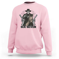Six Seven Meme Skeleton Cowboy Sweatshirt Funny Western Gift - Wonder Print Shop