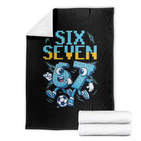 Funny Six Seven Pixel Playing Soccer Throw Blanket Gen Z Alpha Gift