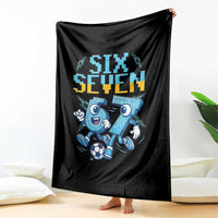 Funny Six Seven Pixel Playing Soccer Throw Blanket Gen Z Alpha Gift
