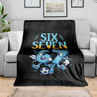 Funny Six Seven Pixel Playing Soccer Throw Blanket Gen Z Alpha Gift