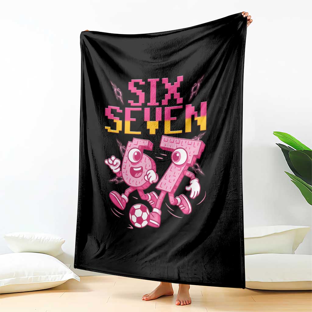 Funny Gen Z Alpha Gift Throw Blanket Six Seven Meme Soccer Lover
