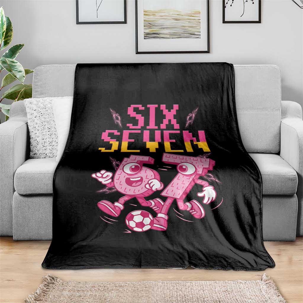 Funny Gen Z Alpha Gift Throw Blanket Six Seven Meme Soccer Lover