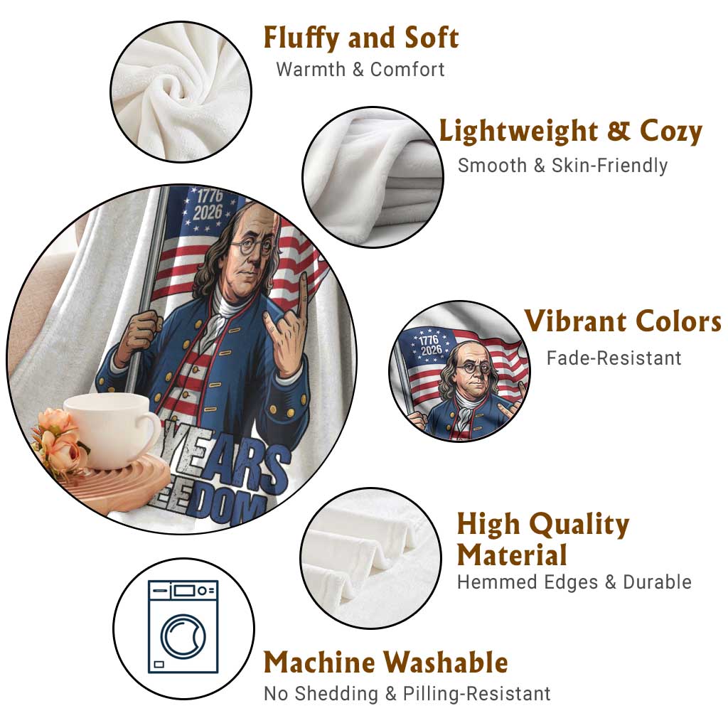 Patriotic Benjamin Franklin Throw Blanket 250 Years Of Freedom
