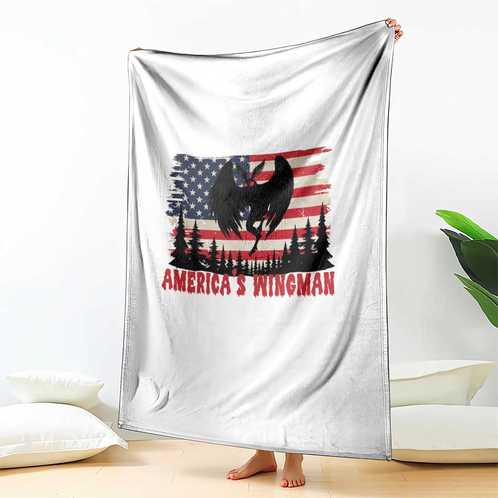 Mothman Americas Wingman Throw Blanket Funny Patriotic Cryptid