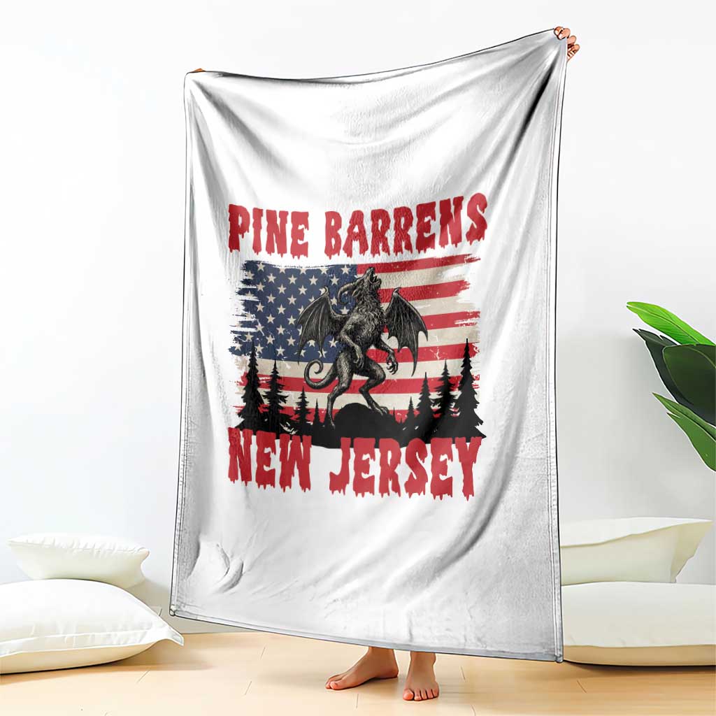 Patriotic Jersey Devil Throw Blanket Pine Barrens New Jersey Cryptid