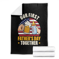 Patriotic Our First Fathers Day Together Throw Blanket Gift For New Dad
